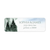 Winter Snow Pine Tree Wedding Return Address