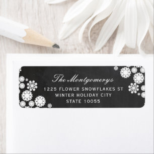 Etiqueta Winter Snowflakes Flowers Holiday Address Labels