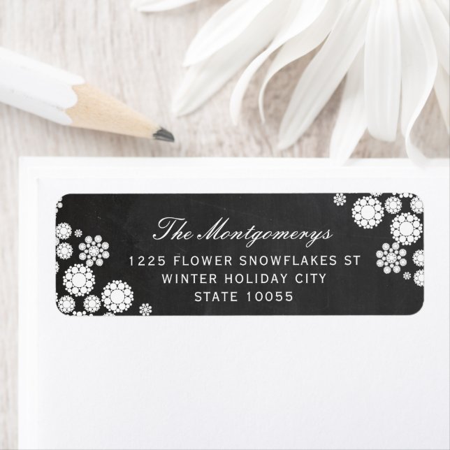 Etiqueta Winter Snowflakes Flowers Holiday Address Labels (In situ)