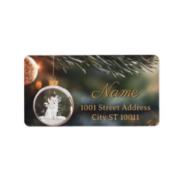 Etiqueta Winter Wolf con tarjeta de Navidades Florals