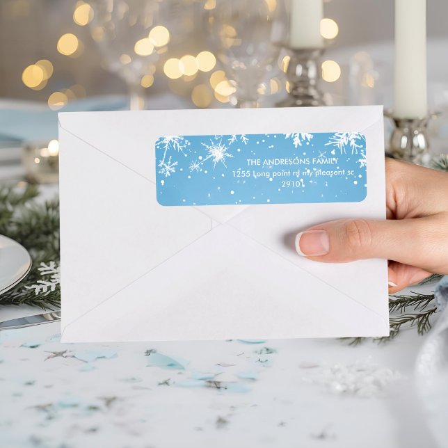 Etiqueta Winter Wonderland Blue Snowflake (Subido por el creador)