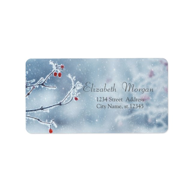 Etiqueta Winter Wonderland Branches Blue (Frente)