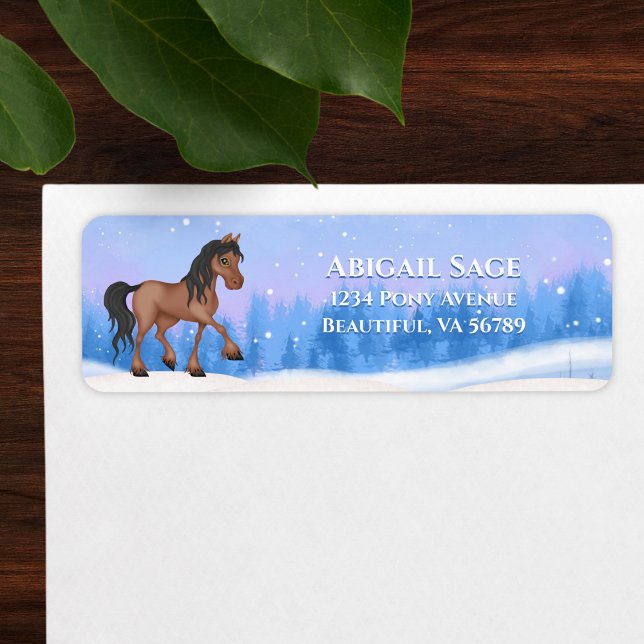 Etiqueta Winter Wonderland Horse and Snow Address (Subido por el creador)