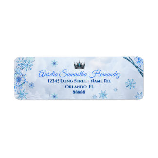 Etiqueta Winter Wonderland Quinceañera Dirección de Regreso