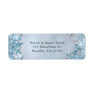 Etiqueta Winter Wonderland Snowflakes Blue Sparkle Elegant