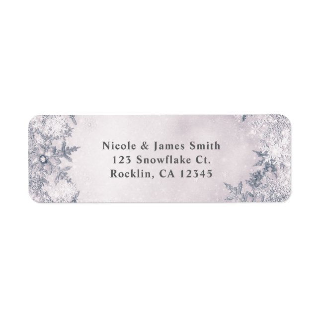 Etiqueta Winter Wonderland Snowflakes White Sparkle Elegant (Frente)