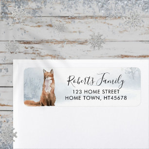 Etiqueta Winter Woodland Scene Fox Return Address