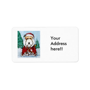 Etiqueta Wire Fox Terrier Santa