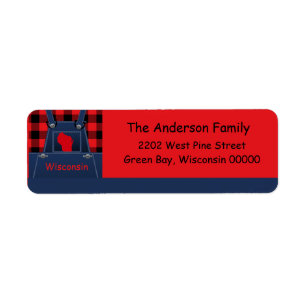 Etiqueta Wisconsin Overalls Buffalo Plaid Return Address