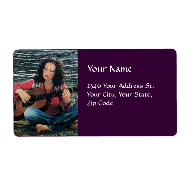 Etiqueta Woman Playing Music With Acoustic Guitar (Frente)