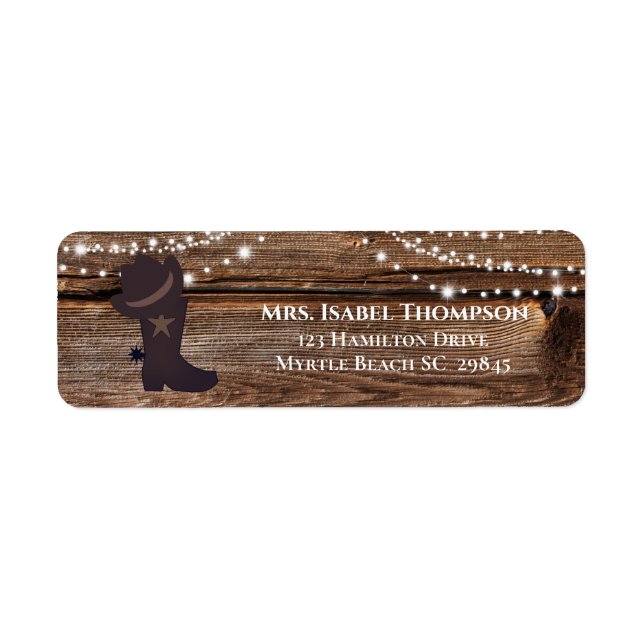 Etiqueta Wood Lights Western Cowgirl Address Label (Frente)