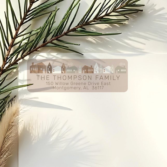 Etiqueta Woodland Animals Fox, Deer & Rabbit Cosy Village (Woodland Animals Fox, Deer & Rabbit Cozy Village Label)