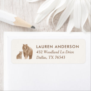 Etiqueta Woodland Bears Baby Shower Return Address