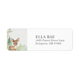 Etiqueta Woodland Deer Forest Baby Shower Return Address 