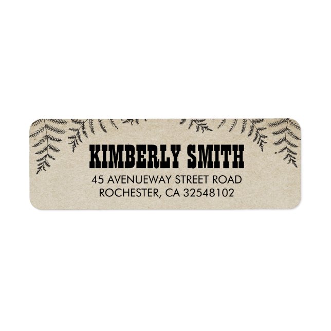 Etiqueta Woodland Ferns Rustic Country (Frente)