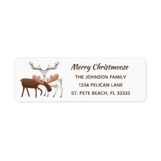 Etiqueta Woodland Moose y Deer Merry Christmoose
