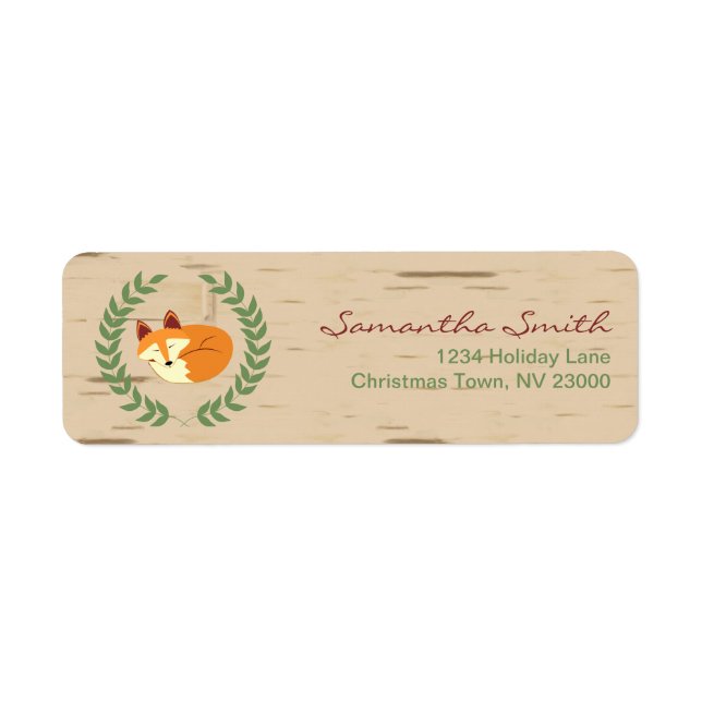 Etiqueta Woodland Sleeping Fox Birch Baby Shower (Frente)
