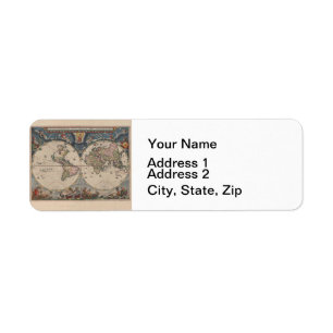 Etiqueta World Map Globe Travel Antiguo