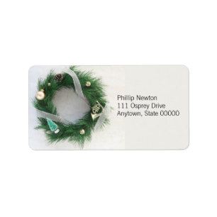 Etiqueta Wreath con cinta de plata