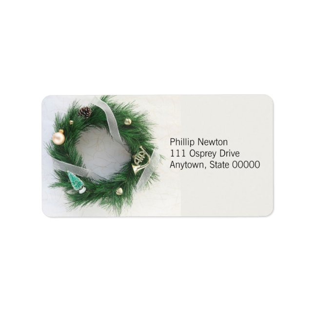 Etiqueta Wreath con cinta de plata (Frente)