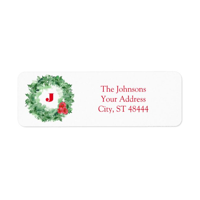 Etiqueta Wreath de acuarela de vacaciones (Frente)