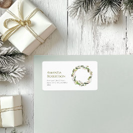 Etiqueta Wreath de acuarela festiva