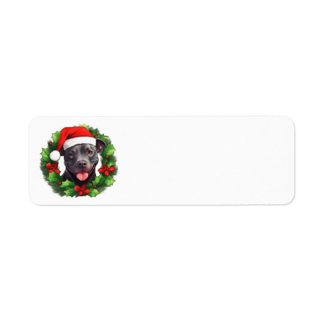 Etiqueta Wreath de Navidad de Pit Bull (Frente)