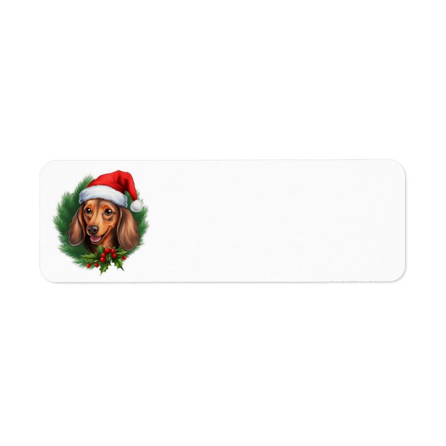 Etiqueta Wreath de Navidades de Dachshund (Frente)