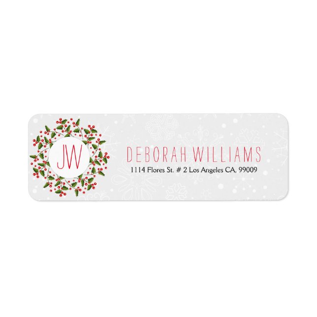 Etiqueta Wreath de Navidades rojos y verdes (Frente)