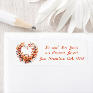 Etiqueta Wreath floral de color acuático en forma de corazó