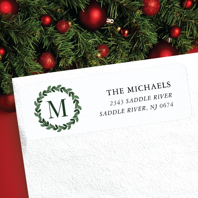 Etiqueta Wreath Navidades monogramas (Subido por el creador)