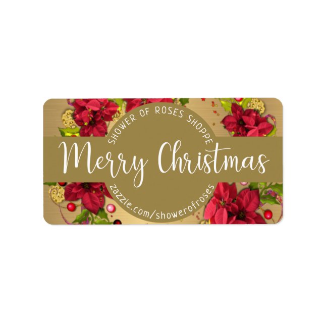 Etiqueta Wreath Pointsettia Floral (Frente)