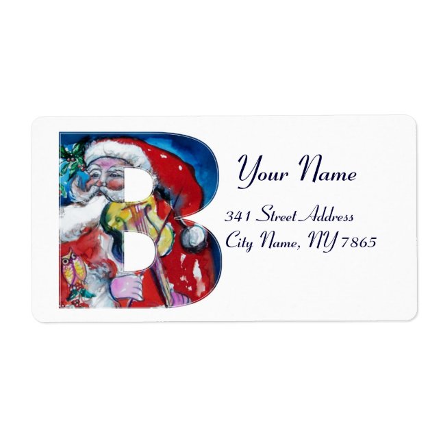 ETIQUETA XMAS B LETTER /SANTA  CLAUS WITH VIOLIN MONOGRAM (Frente)