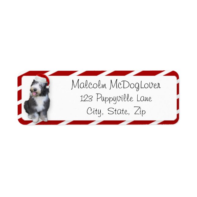 Etiqueta Xmas Old English Sheepdog Puppy (Frente)