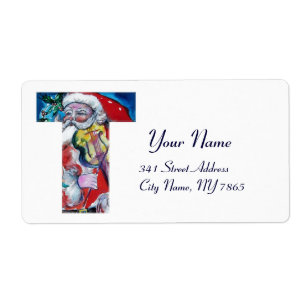 ETIQUETA XMAS T LETTER /SANTA  CLAUS WITH VIOLIN MONOGRAM