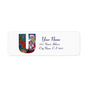 ETIQUETA XMAS U LETTER /SANTA CLAUS CON VIOLIN MONOGRAM