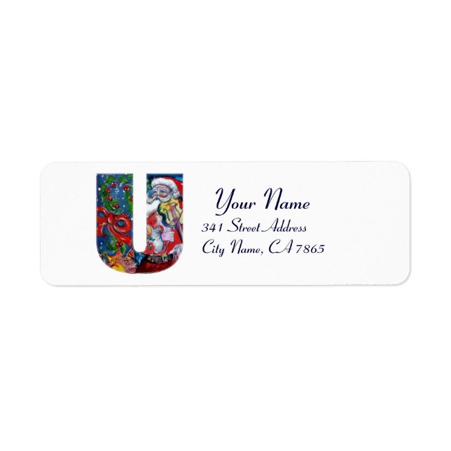 ETIQUETA XMAS U LETTER /SANTA CLAUS CON VIOLIN MONOGRAM (Frente)
