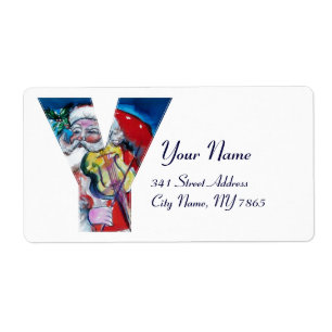 ETIQUETA XMAS Y LETTER /SANTA  CLAUS WITH VIOLIN MONOGRAM