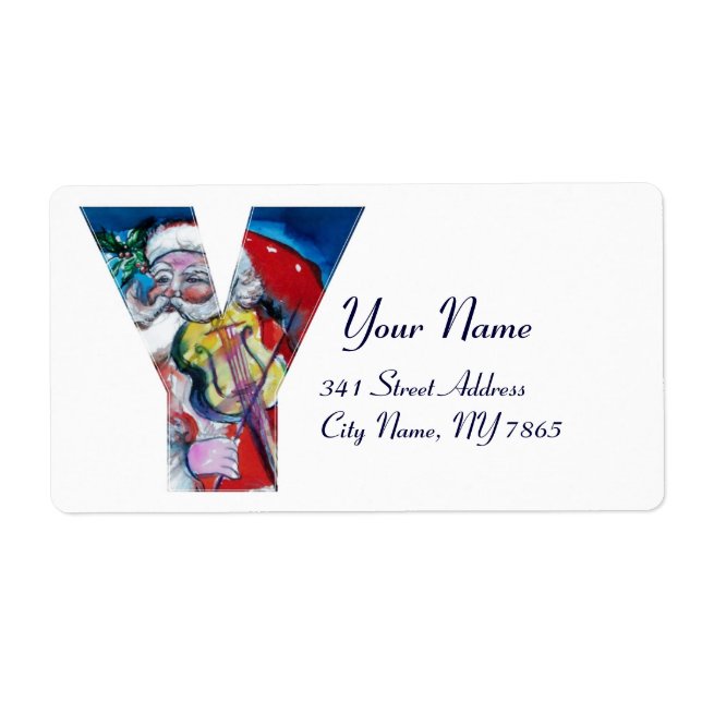 ETIQUETA XMAS Y LETTER /SANTA  CLAUS WITH VIOLIN MONOGRAM (Frente)