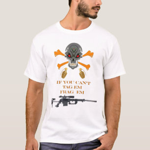 Etiqueta y camiseta de Frag