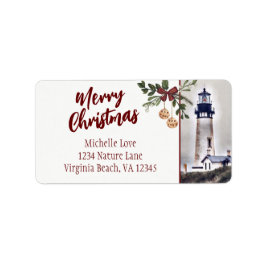 Etiqueta Yaquina Head Lighthouse Merry Christmas Address