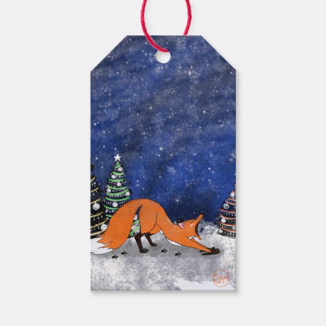 Etiqueta Yawning Fox Winter Gift (Anverso)