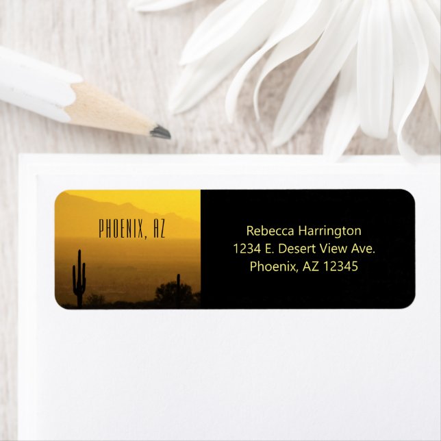 Etiqueta Yellow Amber Sunset Cactus Phoenix Arizona (In situ)