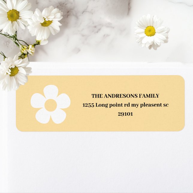 Etiqueta Yellow Daisy Happy Birday | Fiesta floral (Subido por el creador)