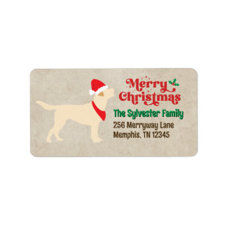 Etiqueta Yellow Lab Labrador Merry Christmas