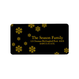 Etiqueta yellow Snowflake chalkboard address label
