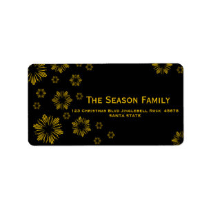 Etiqueta yellow Snowflakes chalkboard address label
