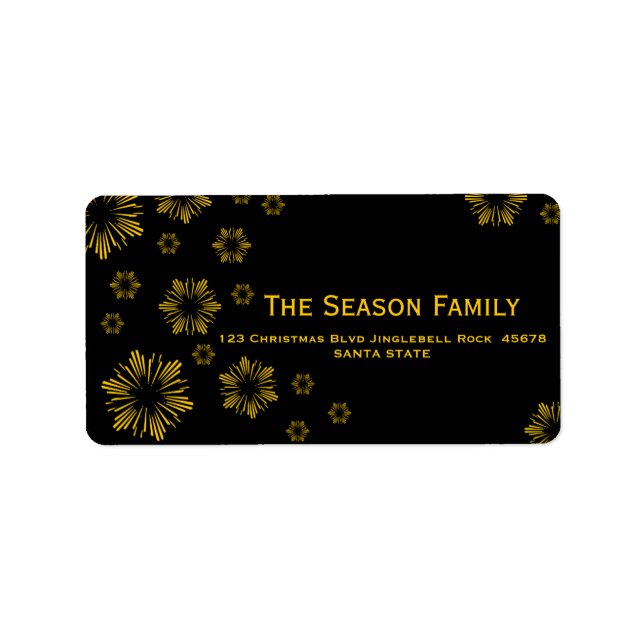 Etiqueta yellow Snowflakes chalkboard address label (Frente)