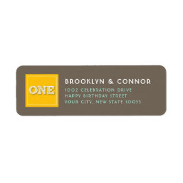 Etiqueta Yellow Square Sketch ONE Twday Party