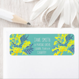 Etiqueta Yellow Wattle mimosa flor art